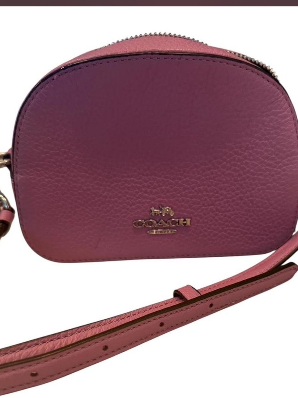 Coach Pink Pebbled Leather Crossbody with Gold Logo